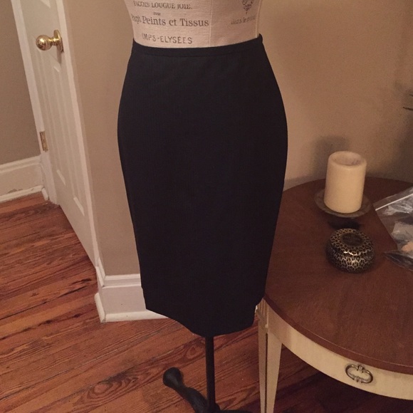 Blue pinstriped pencil skirt