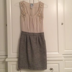 Anthropologie Dresses - Gorgeous Anthropologie cream & tweed dress w beads Anthropologie Dresses - Gorgeous Anthropologie cream & tweed dress w beads