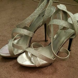 Silver heels worn once!
