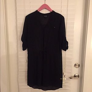Black waist tie dress