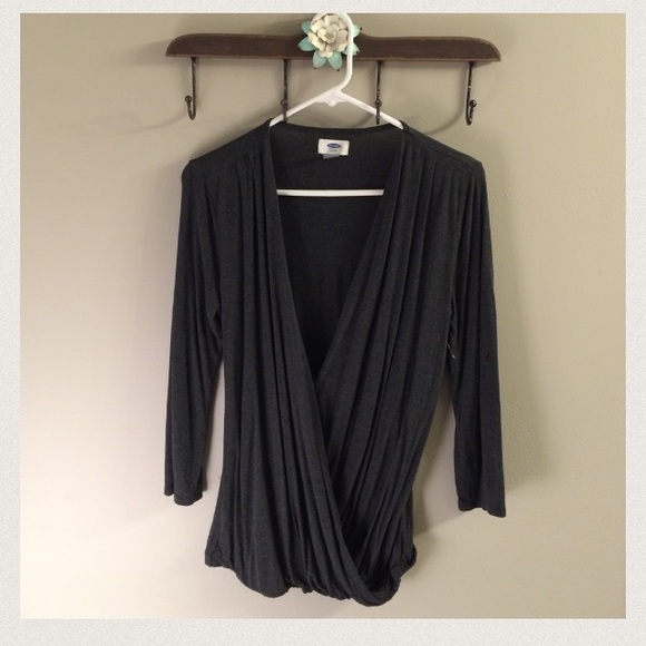 Charcoal crossover blouse from Old Navy.