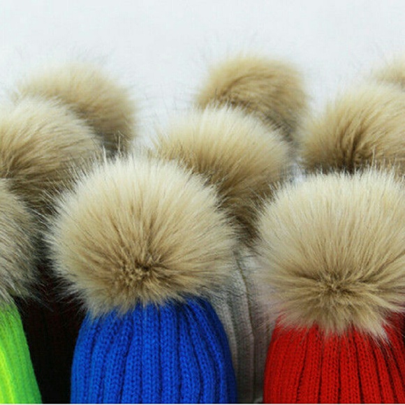 Grey Faux Fur Pom Beanie