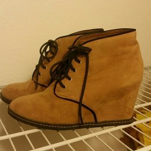 Tan Wedged booties