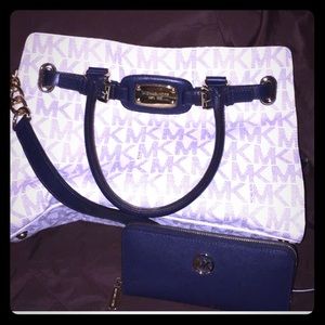 Michael Kors Hamilton bag White/Navy blue