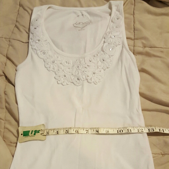 Embellished ribbed tank top