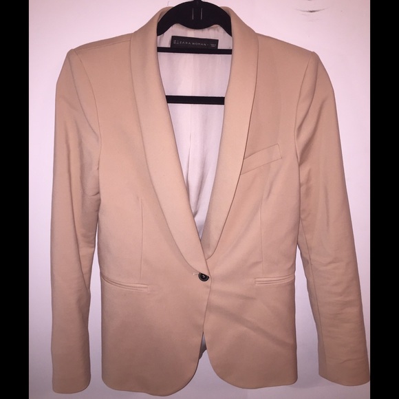 Zara Pale Pink/Nude Tuxedo Blazer - Small
