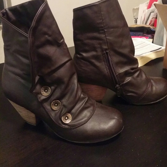 Dark brown heel booties