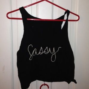 Brandy Black Tank Top W Sassy Embroidered