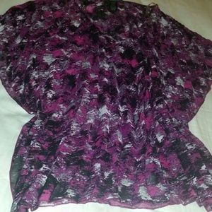 Fushia Pleated- Belted Flare- sleeve top
