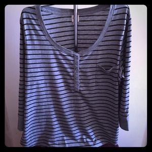 Gray/black striped shirt