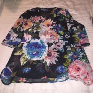♣️Sheer Black Floral Blouse🌺