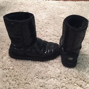 Black sequin UGG boots