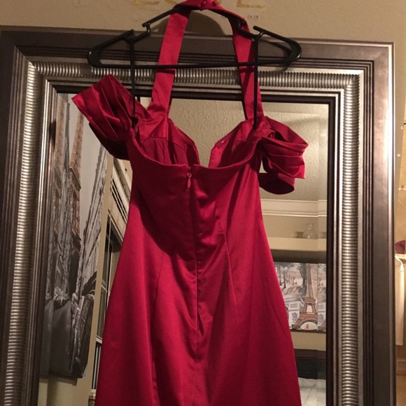 Red satin dress