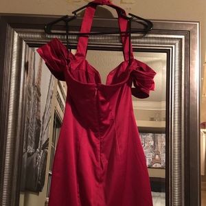 Red satin dress