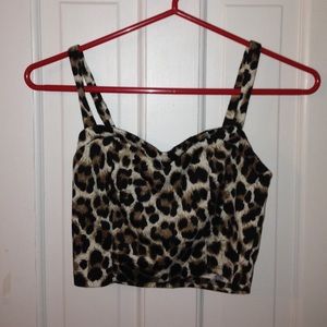 Leopard  Print Bustier Crop Tank Top