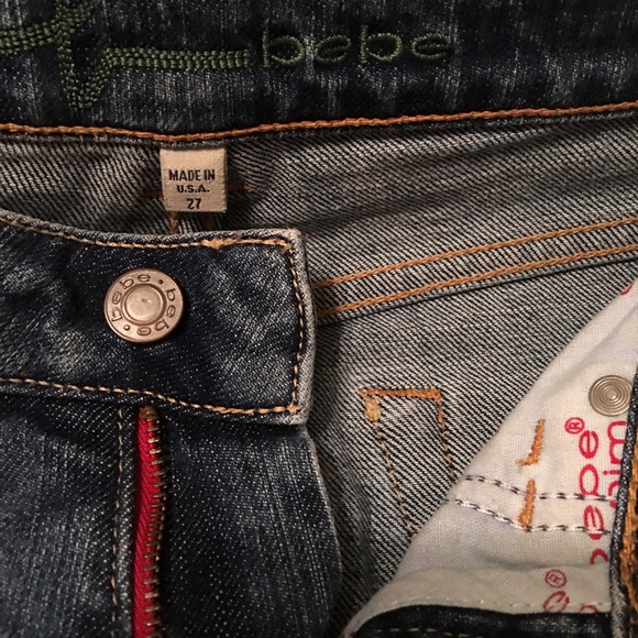 Bebe jeans. pink Swarovski stones.