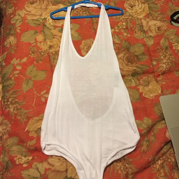 Deep v white body suit