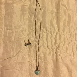 *bundle*  blue stone heart earrings and necklace