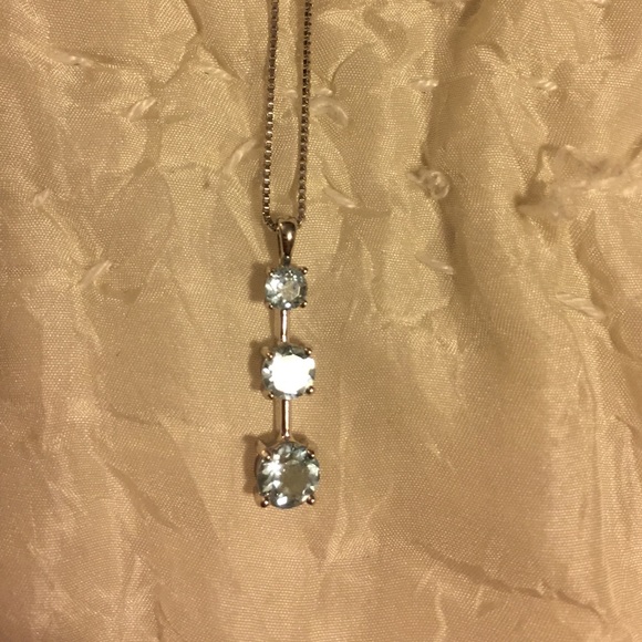 Sterling Silver necklace with March birthstones!