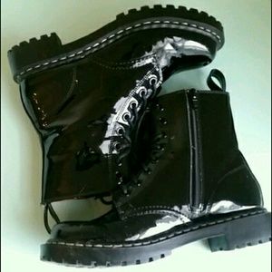 Black Lace Up Zip Up Combat Boots