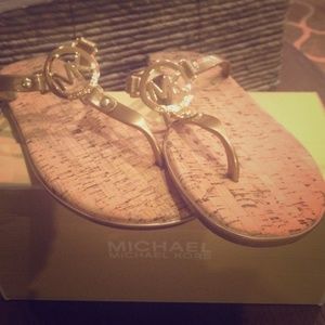 Michael Kors gold jelly/cork sandals. Size 8.