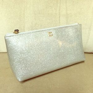 Kate spade silver makeup cosmetic bag NWT