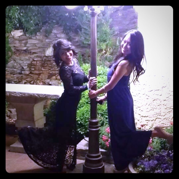 Long Navy Lace Dress