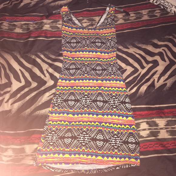 Tribal dress with slightly open back