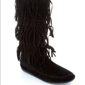 Black moccasin flair boots