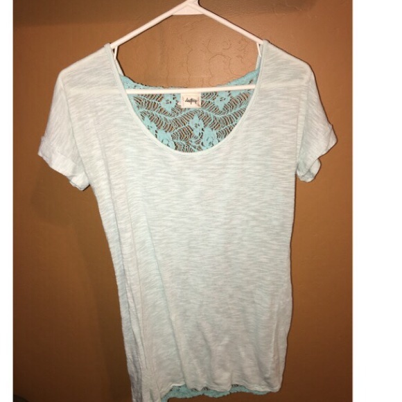 Blue, lacy-back top