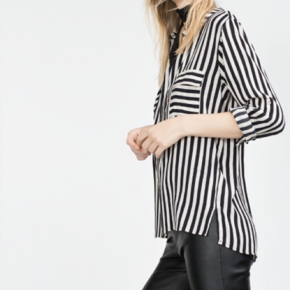 Zara Stripe double pocket shirt