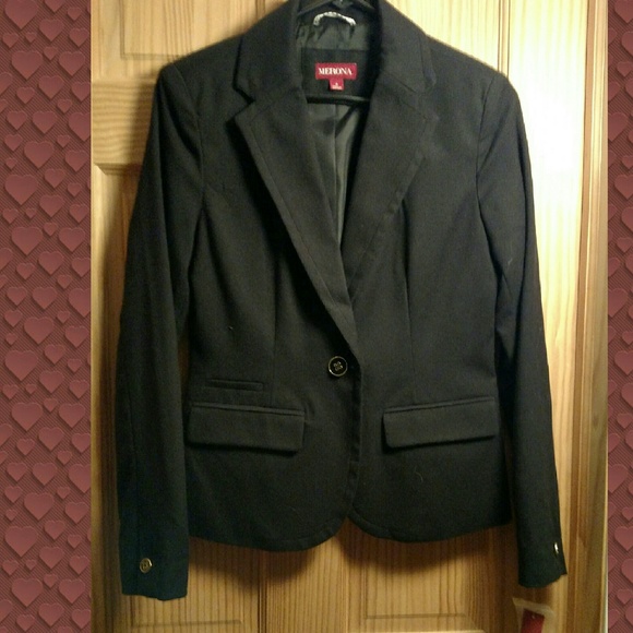 Merona black blazer pinstripe design inside w tags