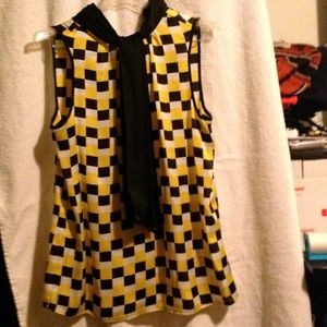 Yellow and black sleeveless Michael Kors blouse