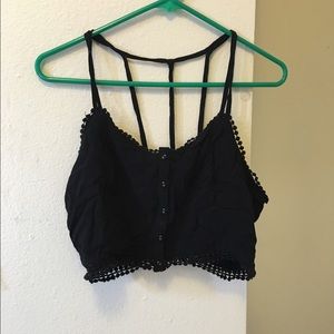 Black button up crop top