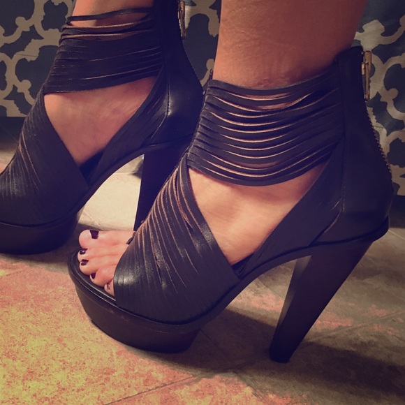 Brown Leather Platform Heels