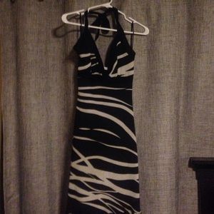 Halter black and white dress