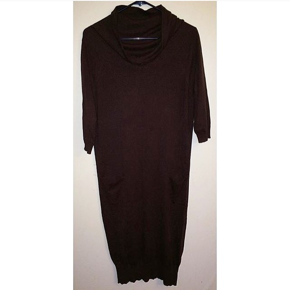 Brown sweater dress.