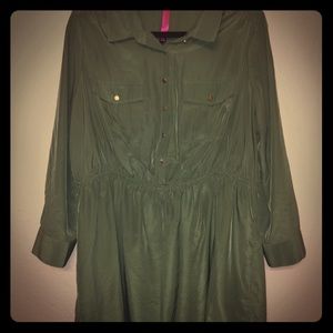 Army Green Dress w/ Gold Buttons