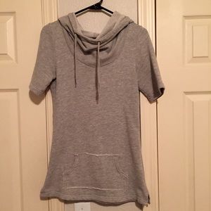 Cowl neck tunic short sleeve sweatshirt