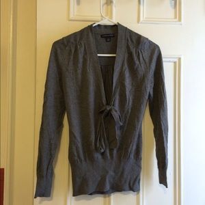 Grey Sweater with Bow Tie