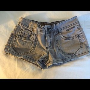 Billabong gray low rise shorts. Tag reads size 3.