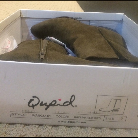 Qupid Khaki Mid-Calf Boots - Picture 4 of 4