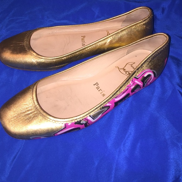 christian louboutin gold flats