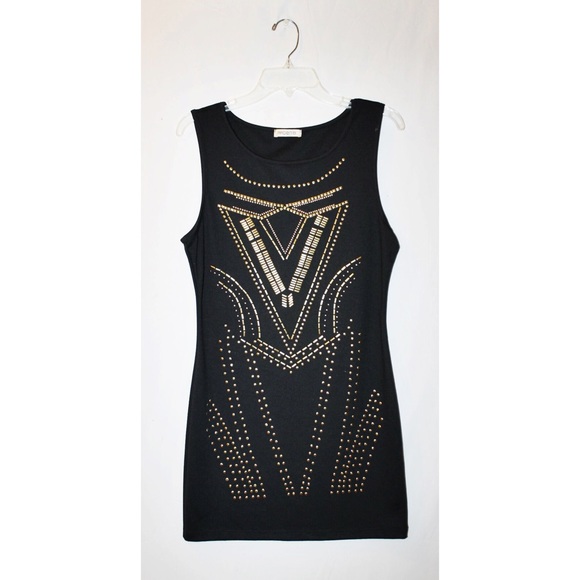 Black and Gold Embellished Dress - Never Worn