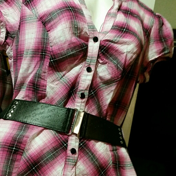 Plaid button down top