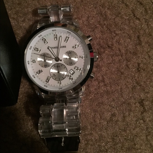 Michael Kors silver and plastic watch.