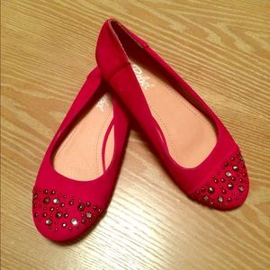 Hot pink suede flats
