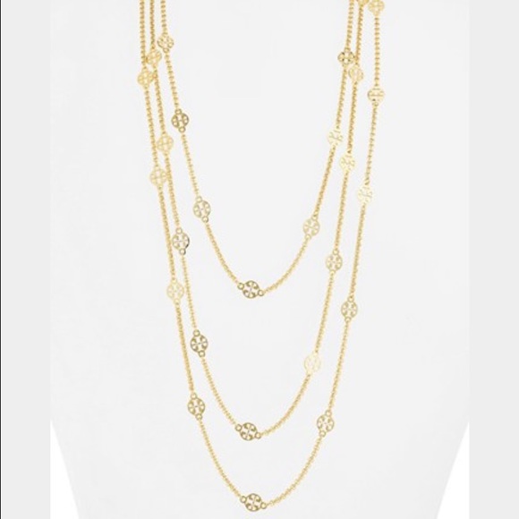 Tory Burch Logo Necklace Goldtone