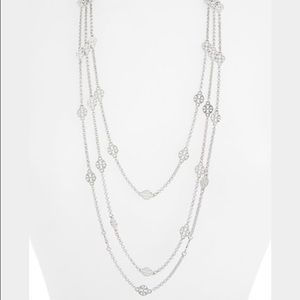 Tory Burch Silver tone logo necklace