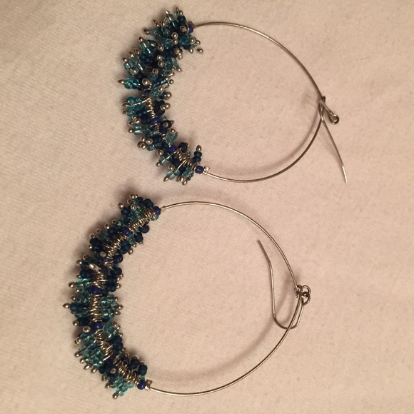 Earrings - blue beads